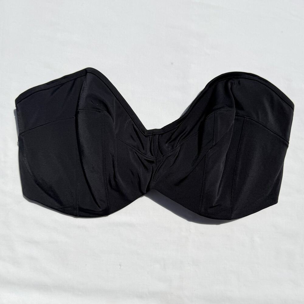 Elomi Bandeau Bikini Swimsuit Top 38I Black Underwire Strapless 38i ES7532